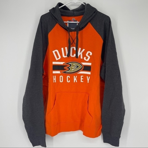 Fanatics Other - Fanatics Anaheim Ducks Hockey Pullover Hoodie Men's Big Logo Orange Gray